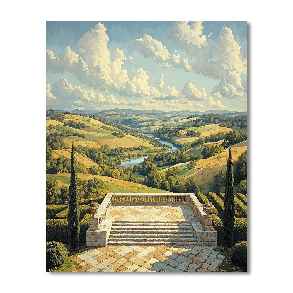 Raphael Inspired Harmonic Hills With Distant Triumphal Terrace paint by number