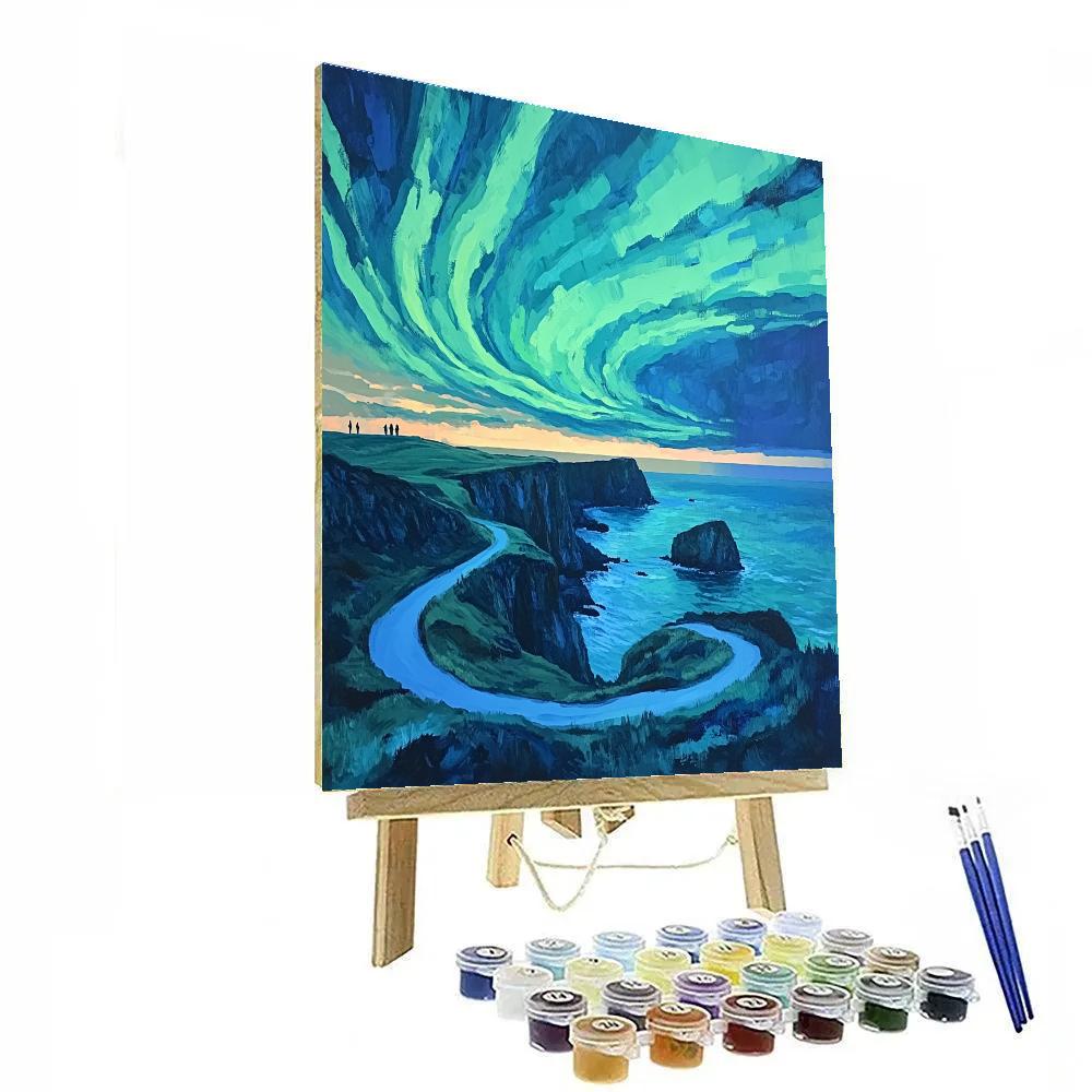 Munch Inspired Aurora Over Fjord Painting by numbers kit