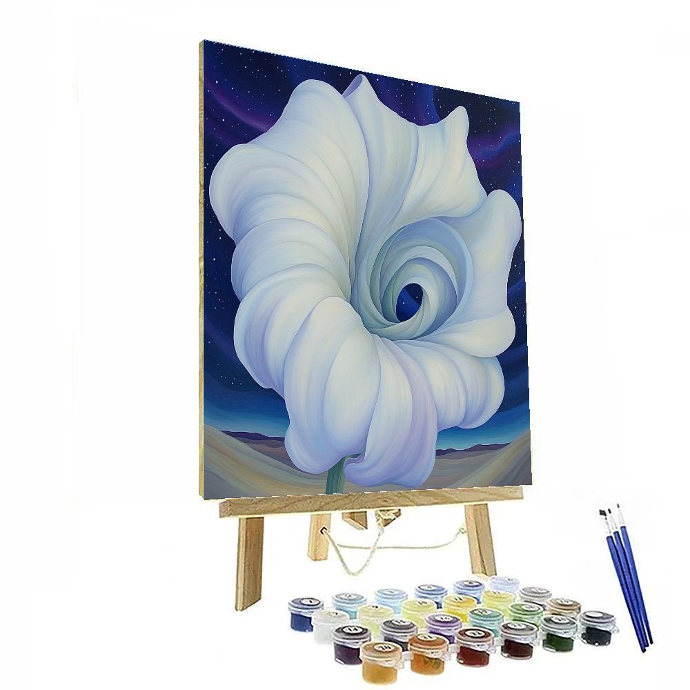 Georgia O’Keeffe Inspired Moonlit White Datura Trumpet Close Up paint by numbers