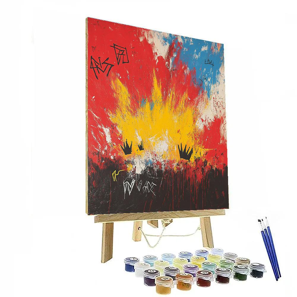 Jean-Michel Basquiat Inspired Nebula Protest Chorus Number painting