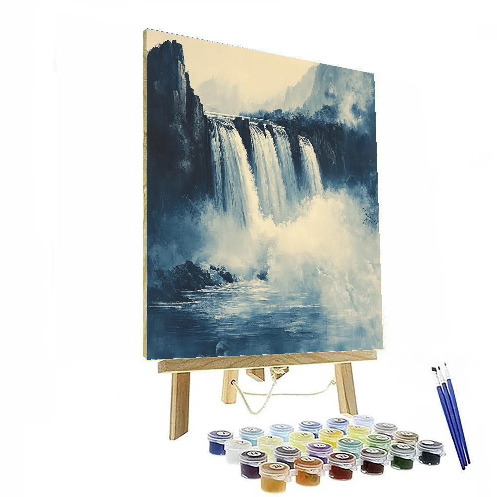 Leonardo Da Vinci Inspired Waterfall Mist Perspective painting number kit