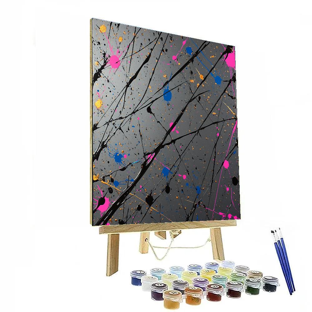 Jackson Pollock Inspired Meteoric Ion Trail Convergence painting number kit