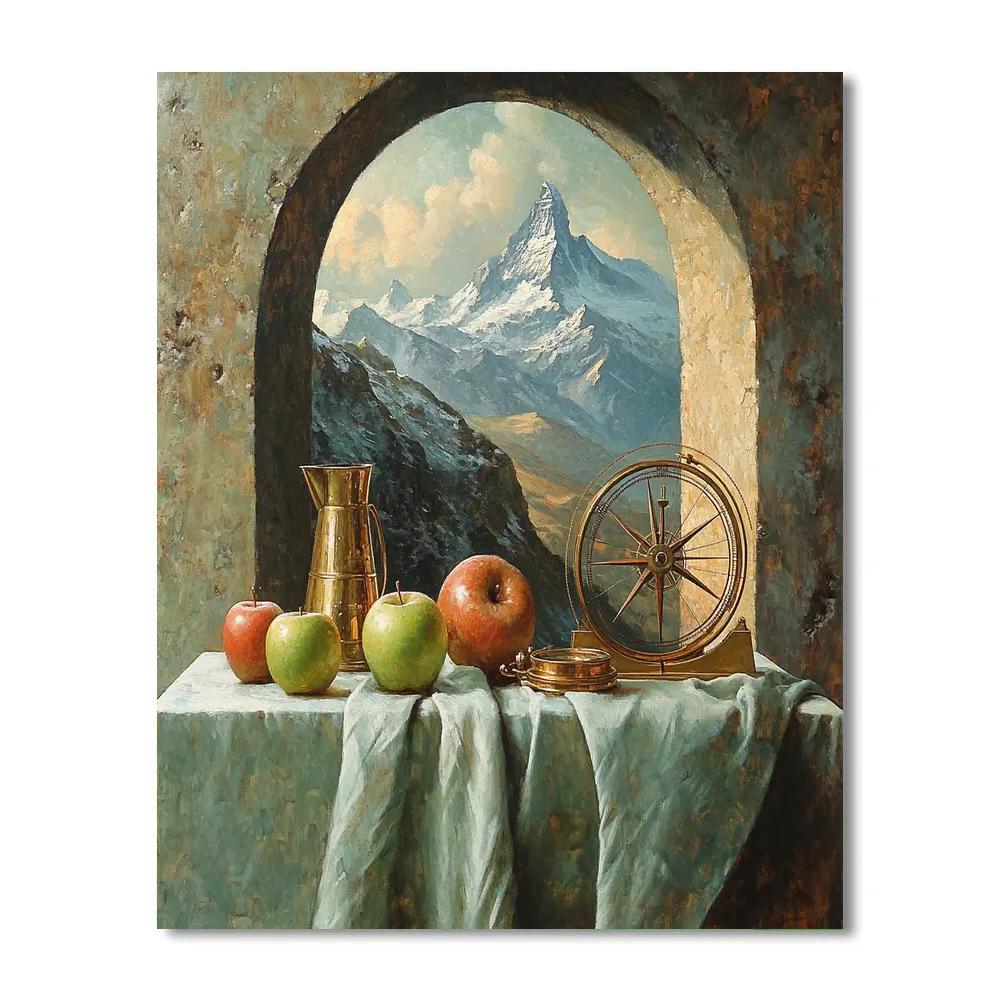 Cezanne Inspired Mountain Observatory Still Life Paint by numbers art