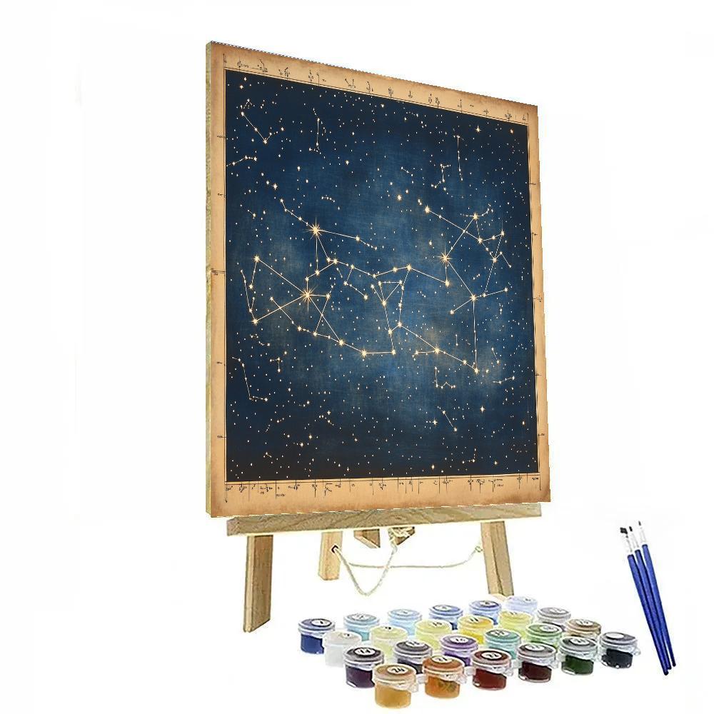 Leonardo Da Vinci Inspired Catlike Constellation Abstraction paint by numbers