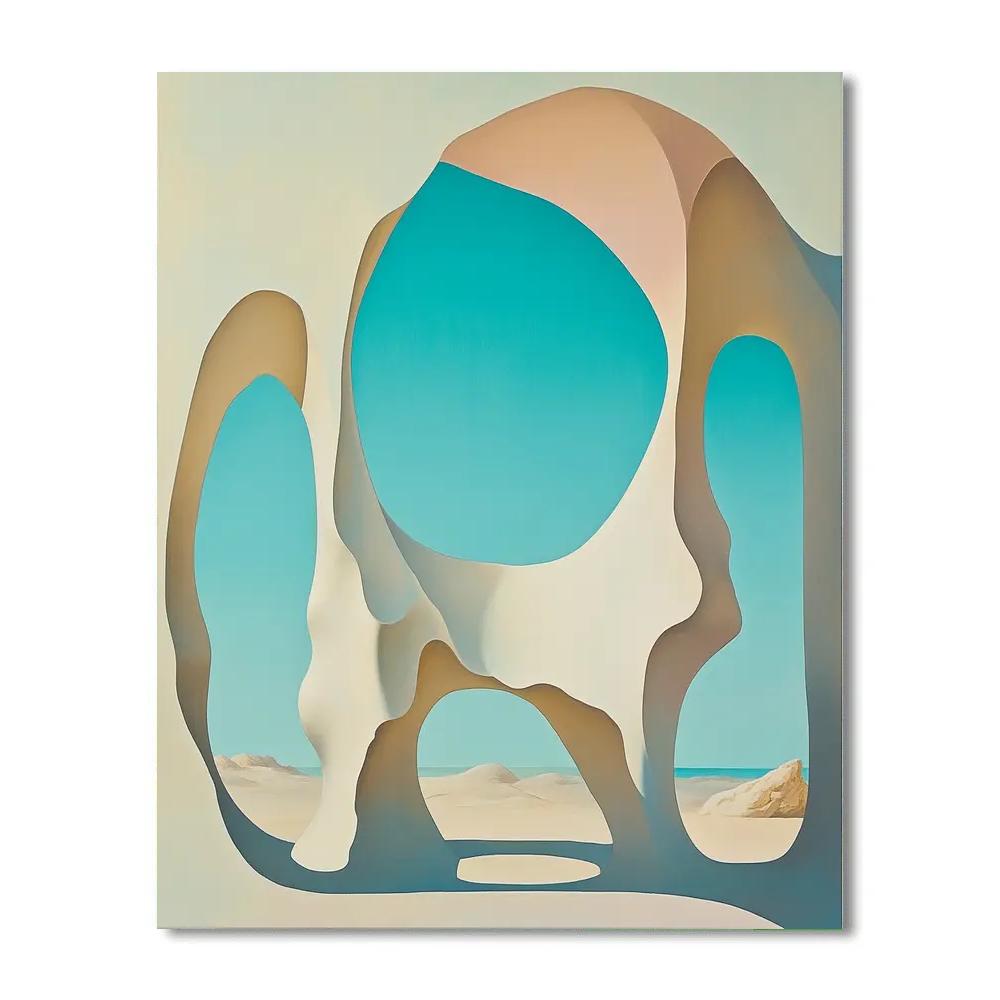 Georgia O’Keeffe Inspired Pelvis Bone Window To Turquoise Sky DIY paint by numbers