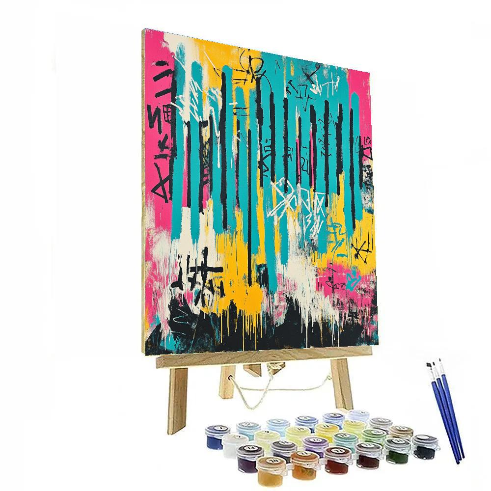 Jean-Michel Basquiat Inspired Aurora Frequency Riot paint by number