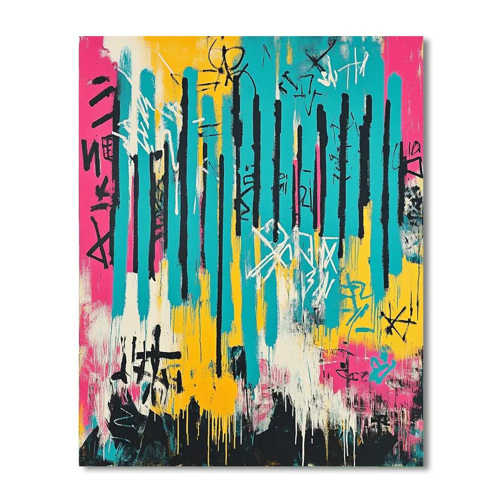 Jean-Michel Basquiat Inspired Aurora Frequency Riot paint by number