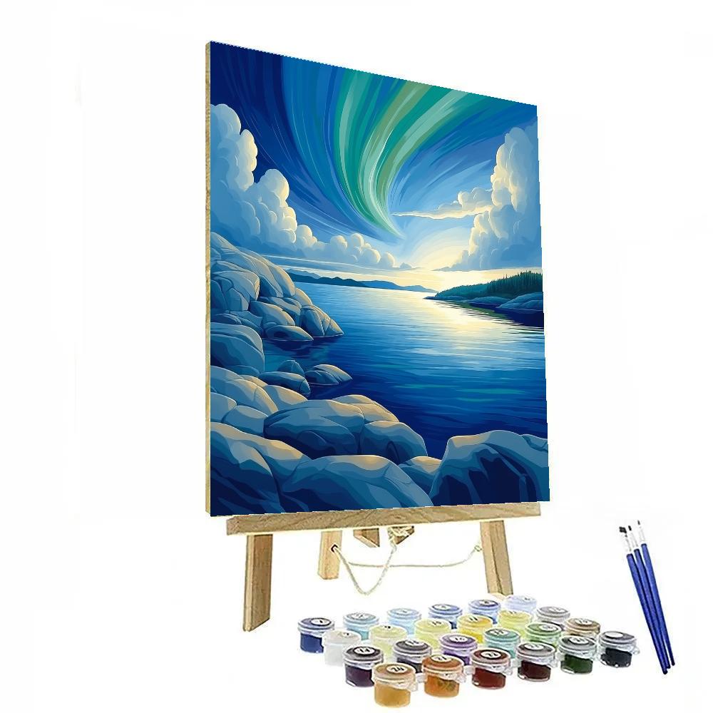 Franklin Carmichael Inspired Aurora Over Granite Bay Paint by numbers art