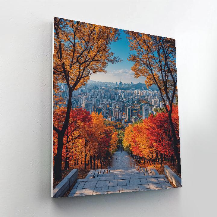 Panoramic Skyline From Seoul Tower In Autumn South Korea paint by numbers