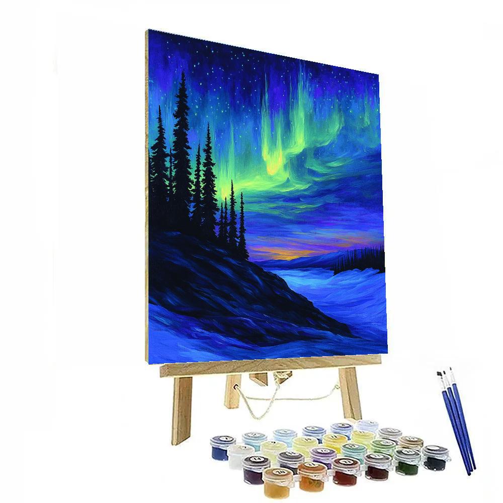 Frederick Varley Inspired Aurora Igniting A Silent Boreal Ridge paint by number