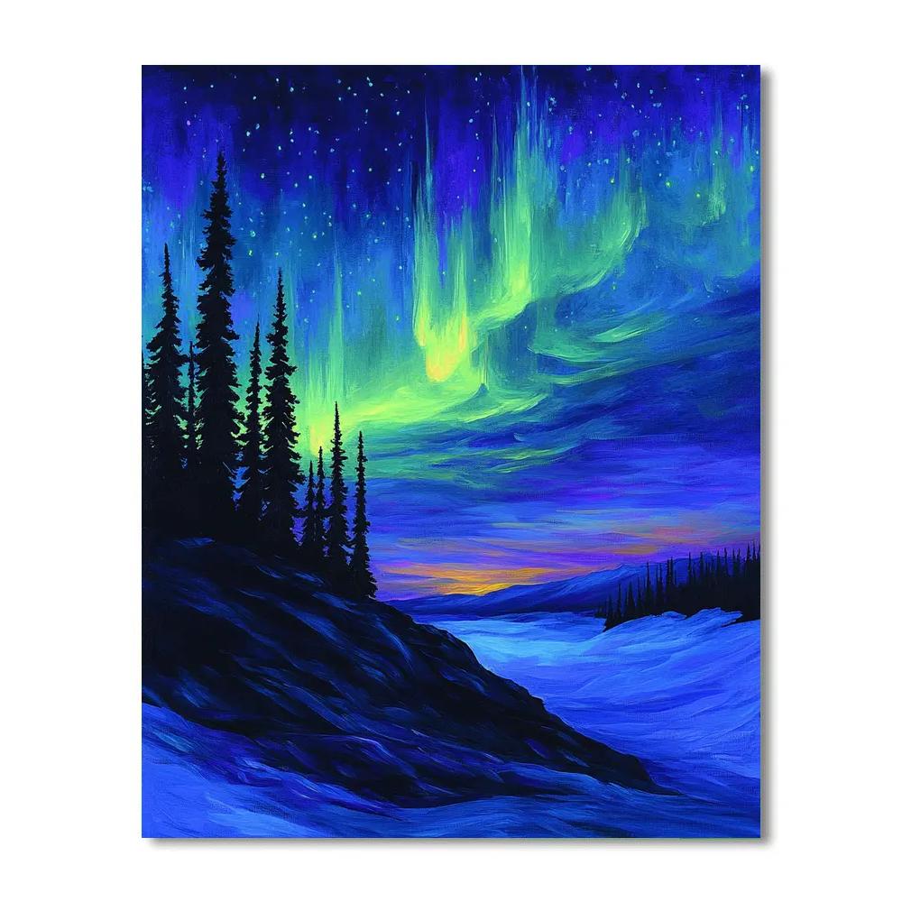 Frederick Varley Inspired Aurora Igniting A Silent Boreal Ridge paint by number