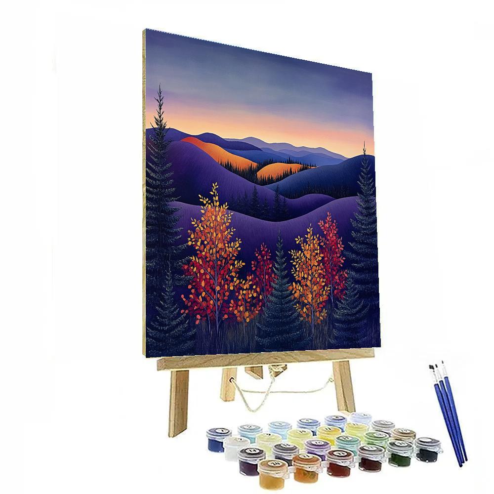Frederick Varley Inspired Autumn Hills In Luminous Violet Dusk Paint by numbers art