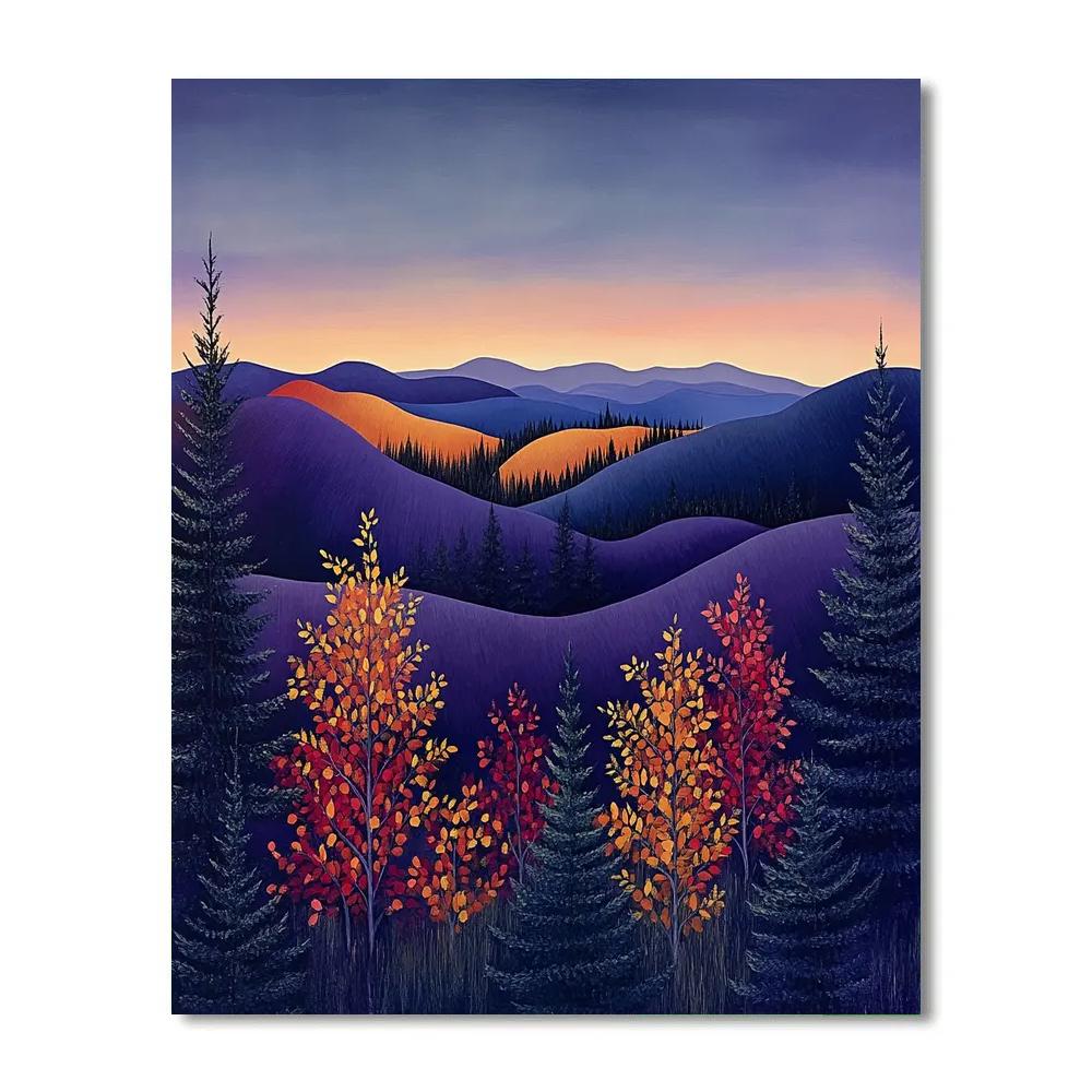 Frederick Varley Inspired Autumn Hills In Luminous Violet Dusk Paint by numbers art