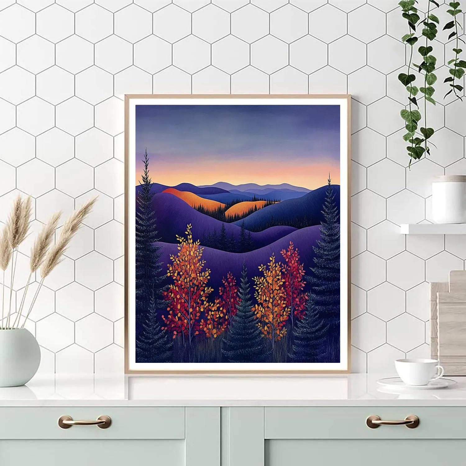Frederick Varley Inspired Autumn Hills In Luminous Violet Dusk Paint by numbers art
