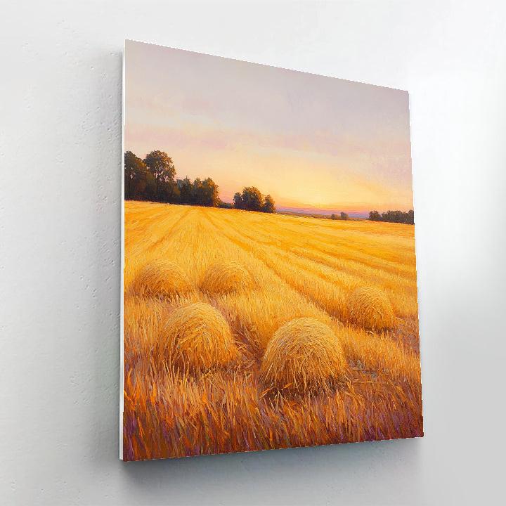 Claude Monet Inspired Golden Hayfields At Sunset paint by numbers
