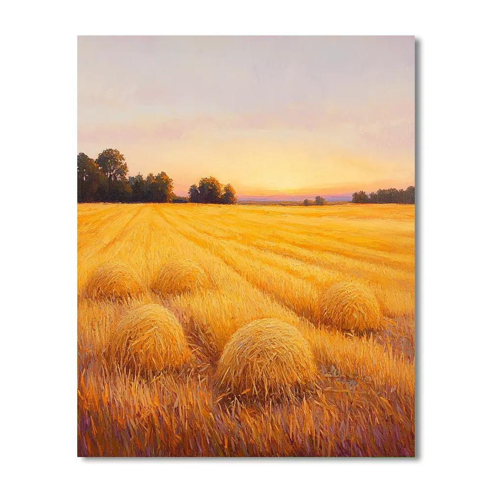 Claude Monet Inspired Golden Hayfields At Sunset paint by numbers