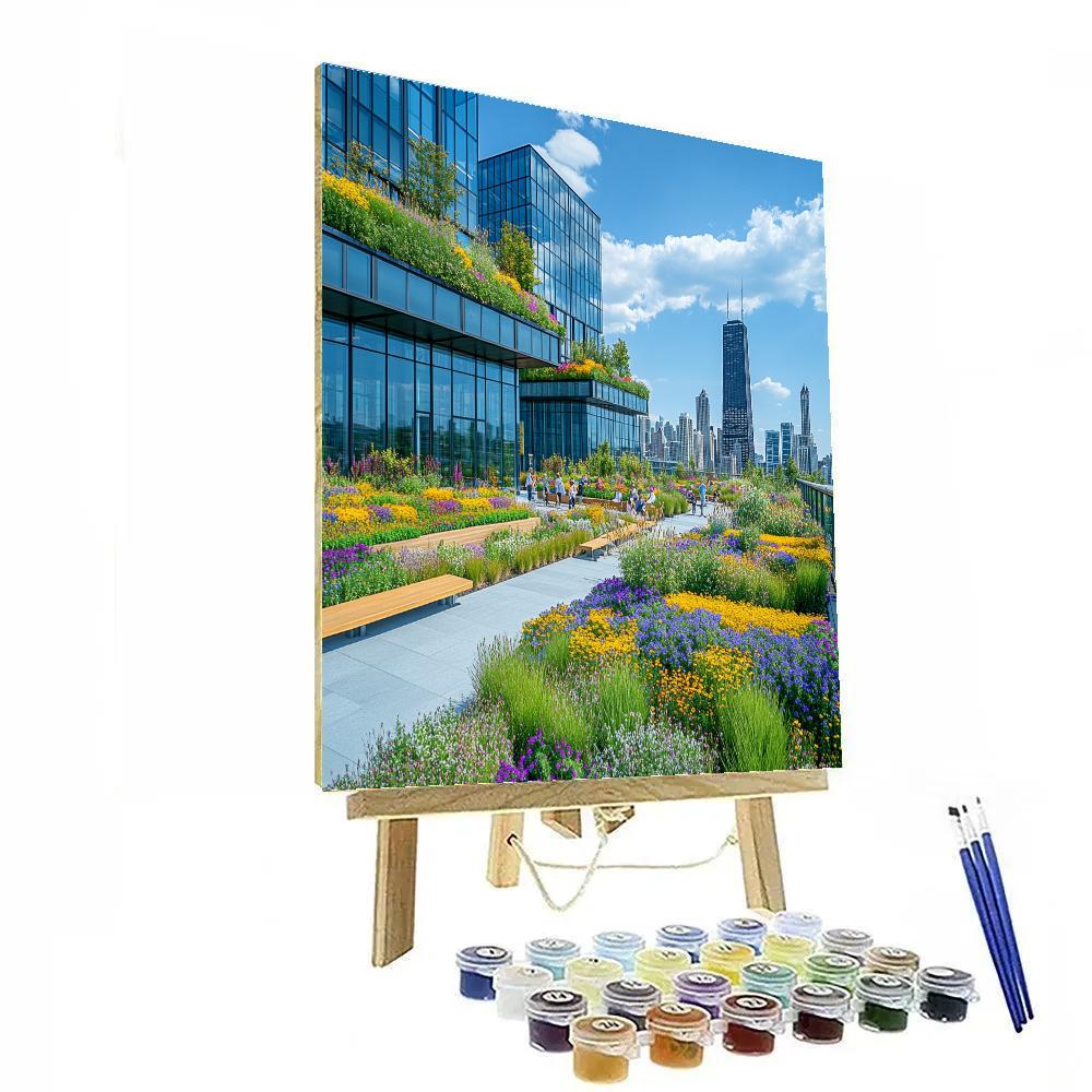 Green Roof Gardens Atop Chicago Millennium Park United States paint by number