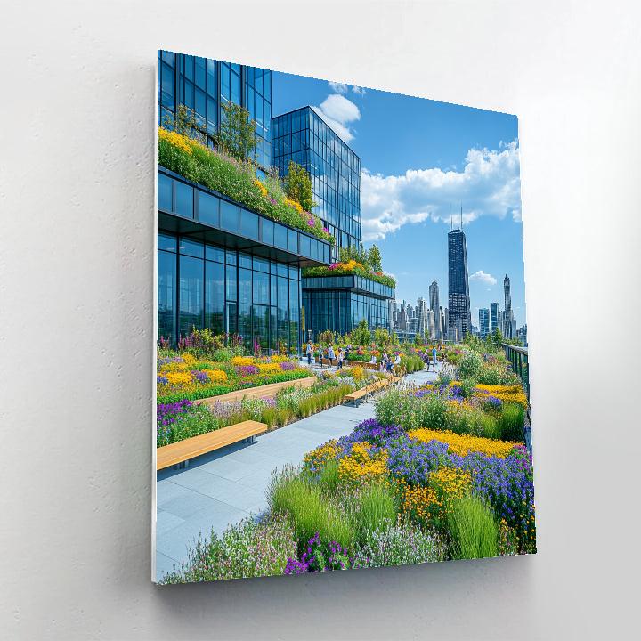 Green Roof Gardens Atop Chicago Millennium Park United States paint by number