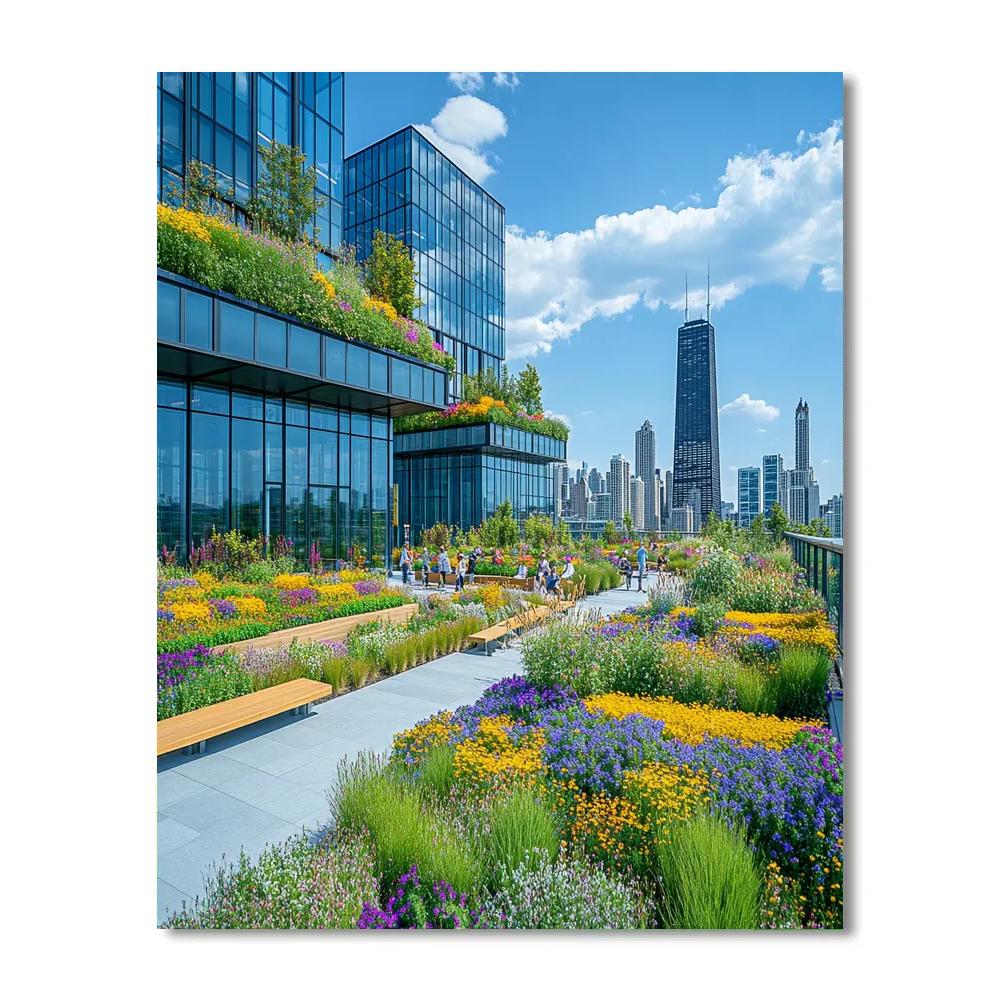 Green Roof Gardens Atop Chicago Millennium Park United States paint by number