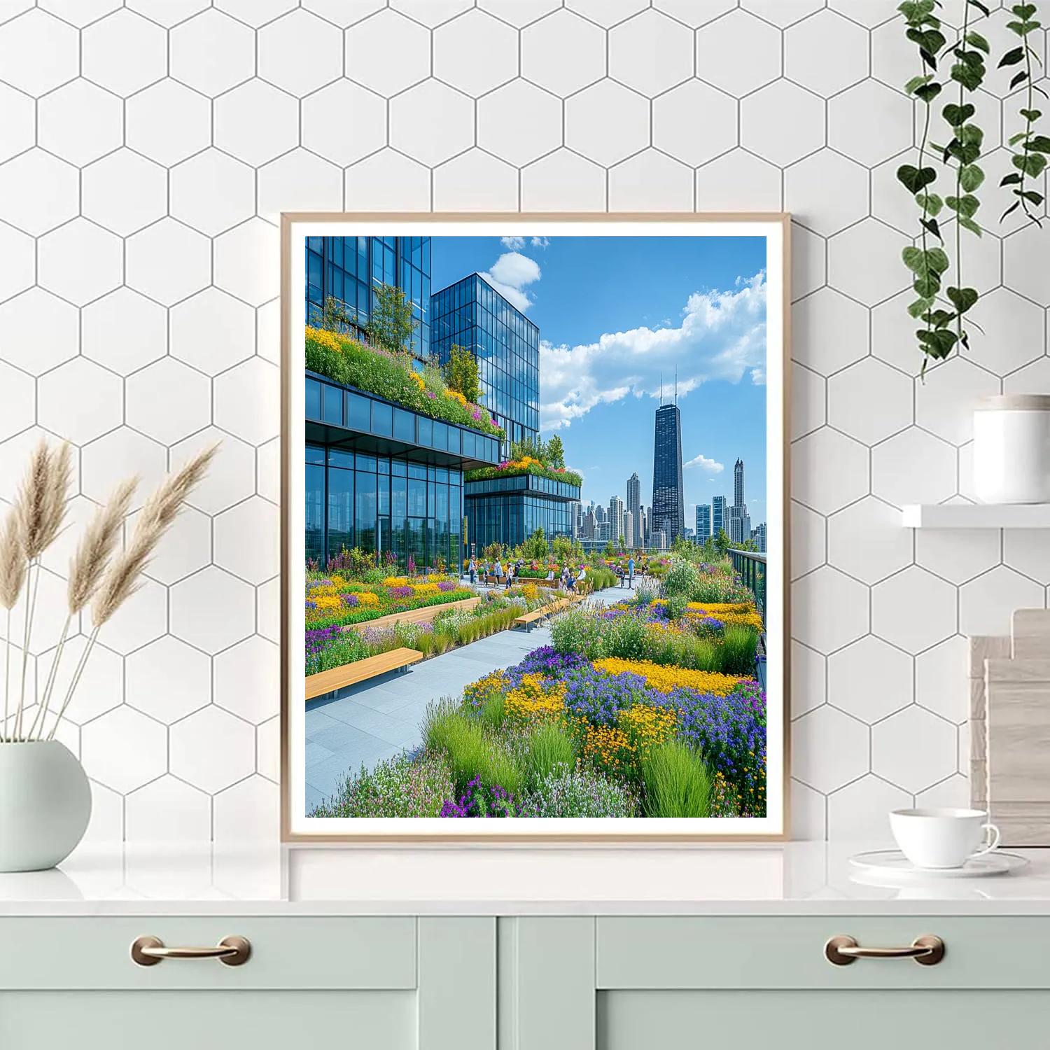 Green Roof Gardens Atop Chicago Millennium Park United States paint by number