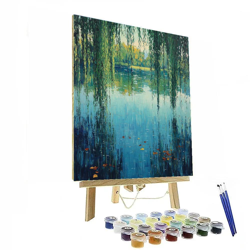 Claude Monet Inspired Willow Reflections On Quiet Pond Paint by numbers kits