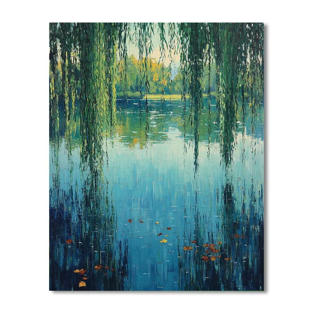 Claude Monet Inspired Willow Reflections On Quiet Pond Paint by numbers kits