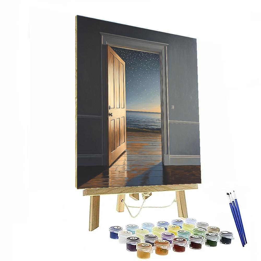 Magritte Inspired Sky Behind The Door painting number kit