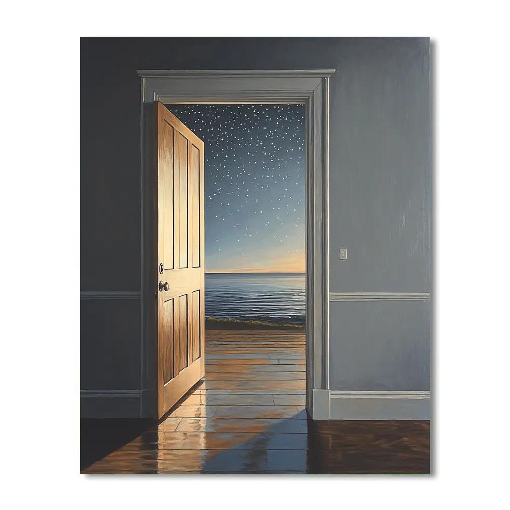 Magritte Inspired Sky Behind The Door painting number kit
