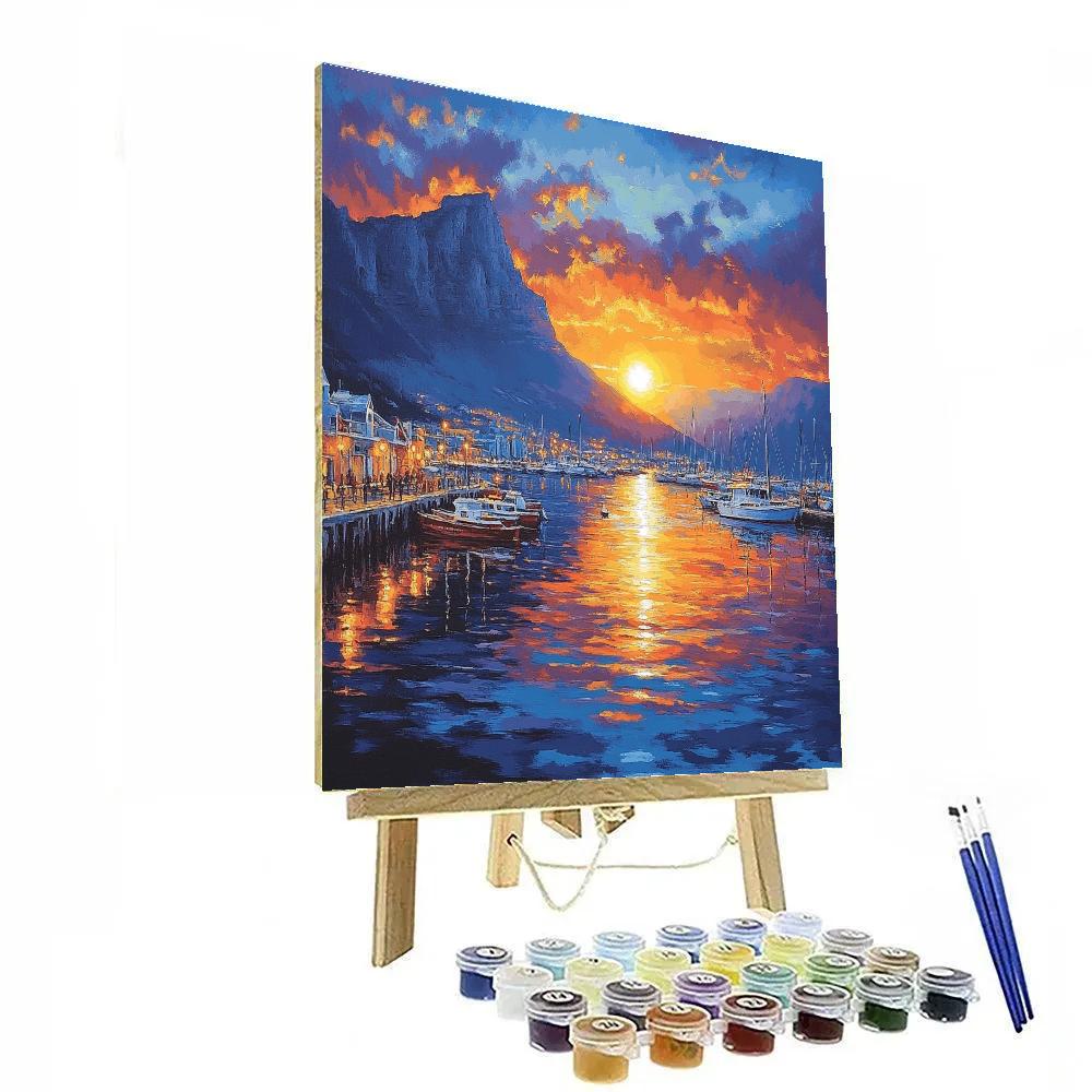 Urban Sunset Over Cape Town Waterfront South Africa Numbered painting kits