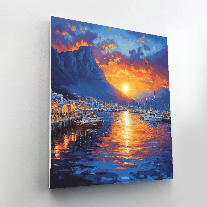 Urban Sunset Over Cape Town Waterfront South Africa Numbered painting kits