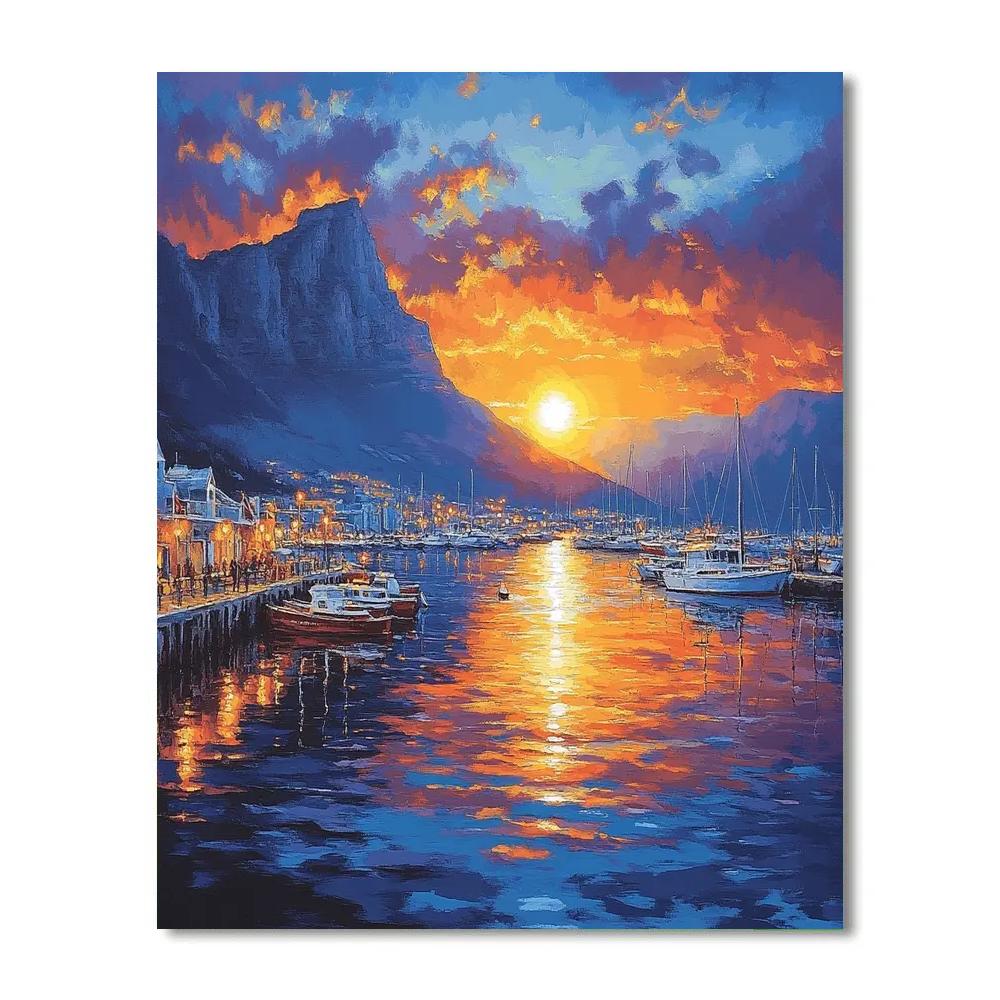 Urban Sunset Over Cape Town Waterfront South Africa Numbered painting kits