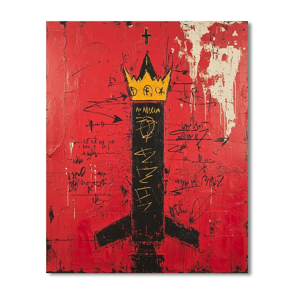 Basquiat Inspired Rocket Blueprint Street paint by number