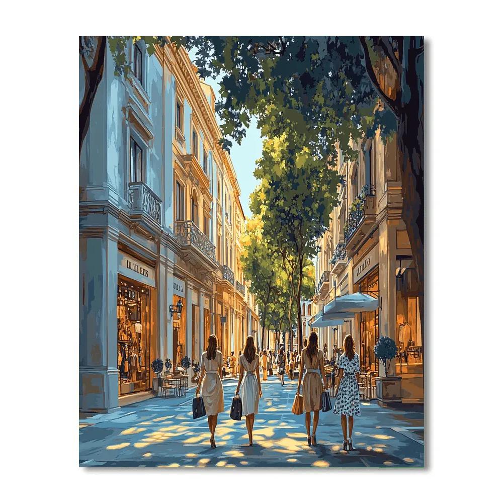The Fashionable Streets Of Milan Quadrilatero Della Moda Italy painting number kit