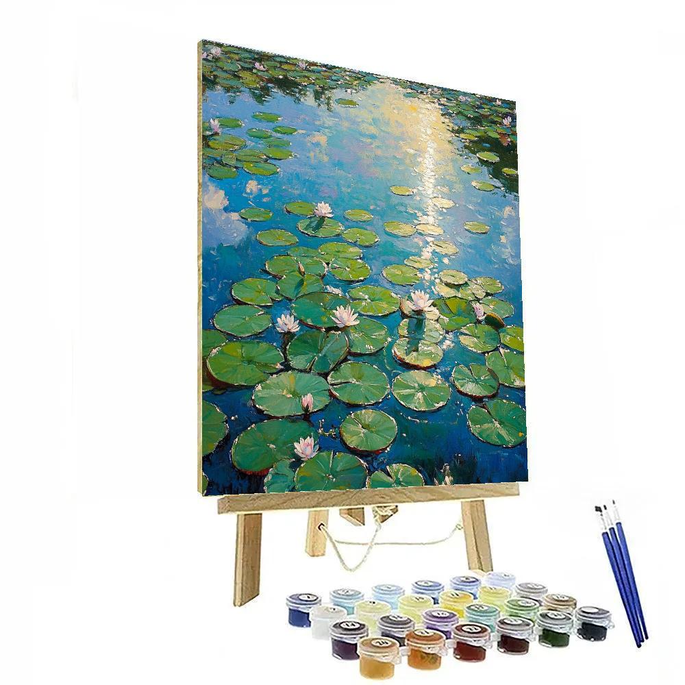 Claude Monet Inspired Sunlit Waterlilies In Summer Noon Painting by numbers kit