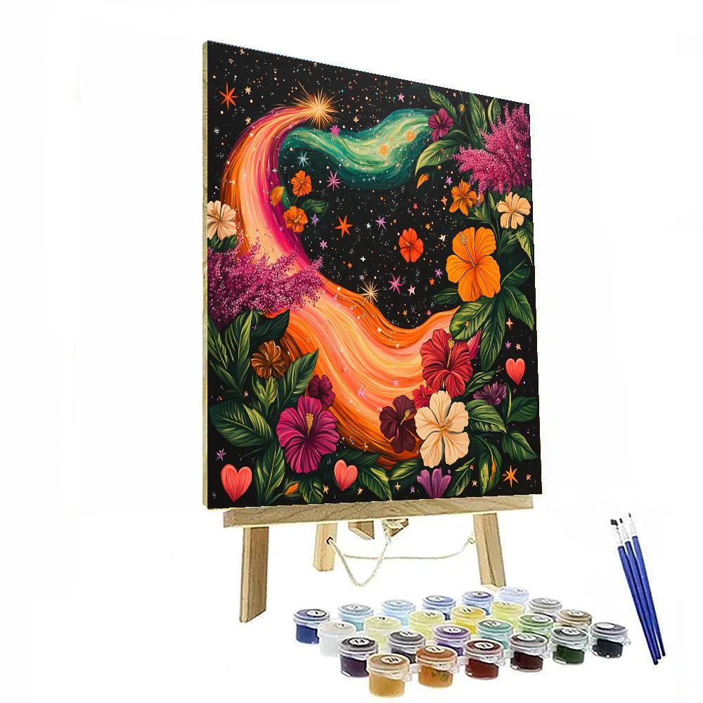 Frida Kahlo Inspired Comet Trail Of Memory Flowers Number painting