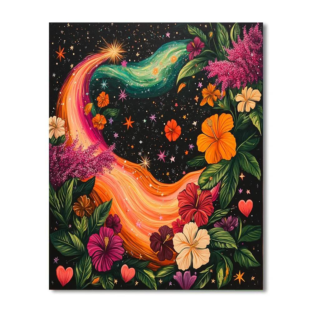 Frida Kahlo Inspired Comet Trail Of Memory Flowers Number painting