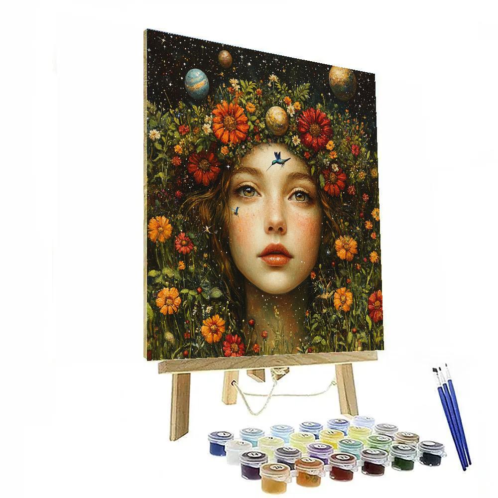 Frida Kahlo Inspired Cosmic Self With Flowers Numbered painting kits