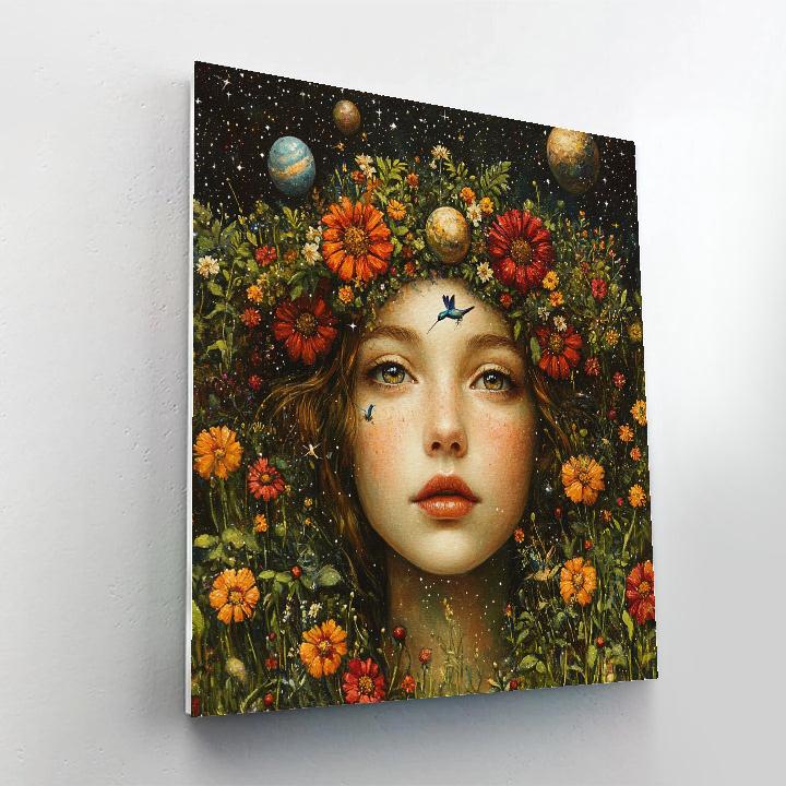 Frida Kahlo Inspired Cosmic Self With Flowers Numbered painting kits