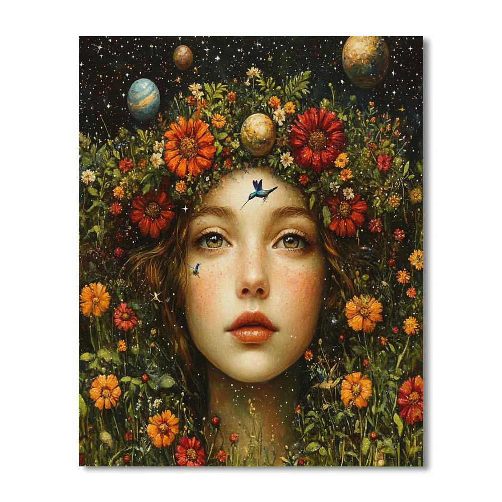 Frida Kahlo Inspired Cosmic Self With Flowers Numbered painting kits
