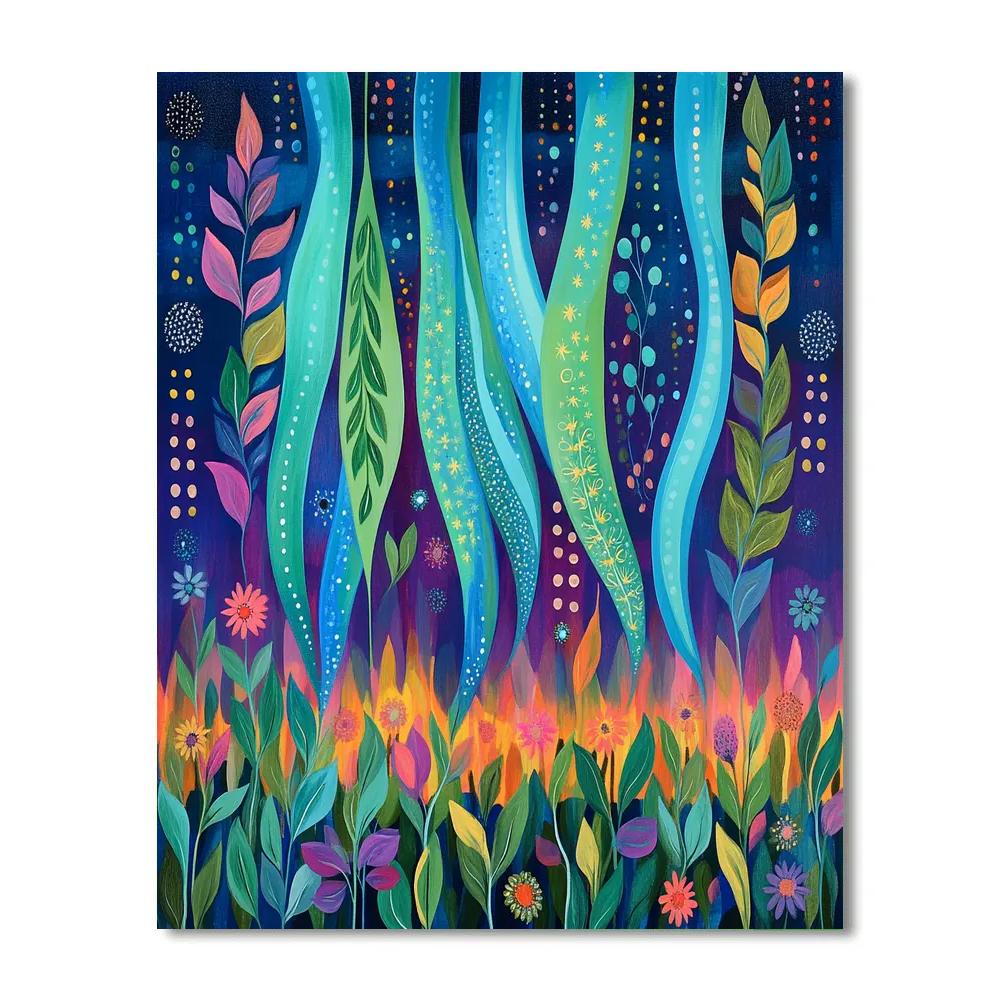 Frida Kahlo Inspired Aurora Of Sacred Leaves paint by numbers