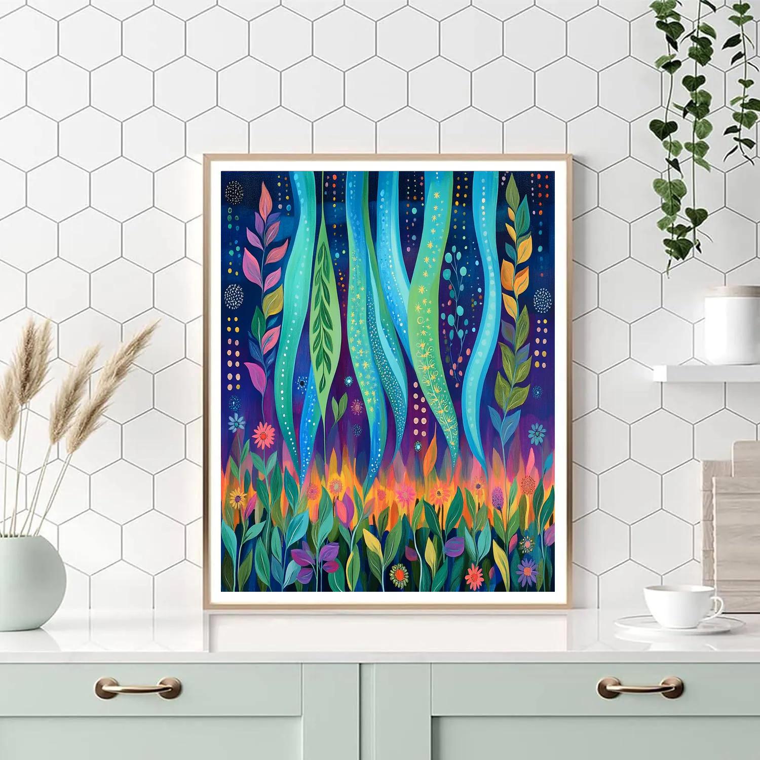 Frida Kahlo Inspired Aurora Of Sacred Leaves paint by numbers