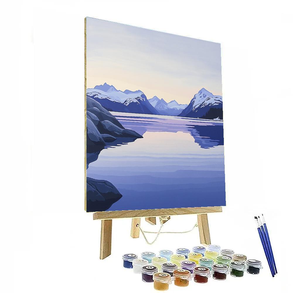 Lawren Harris Inspired Still Fjord With Radiant Violet Horizon paint by color