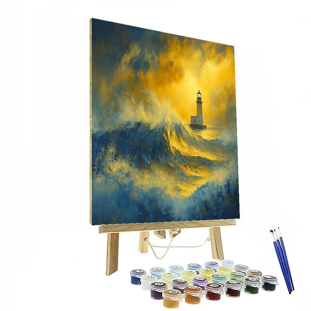 Turner Inspired Storm Over Lighthouse paint by color