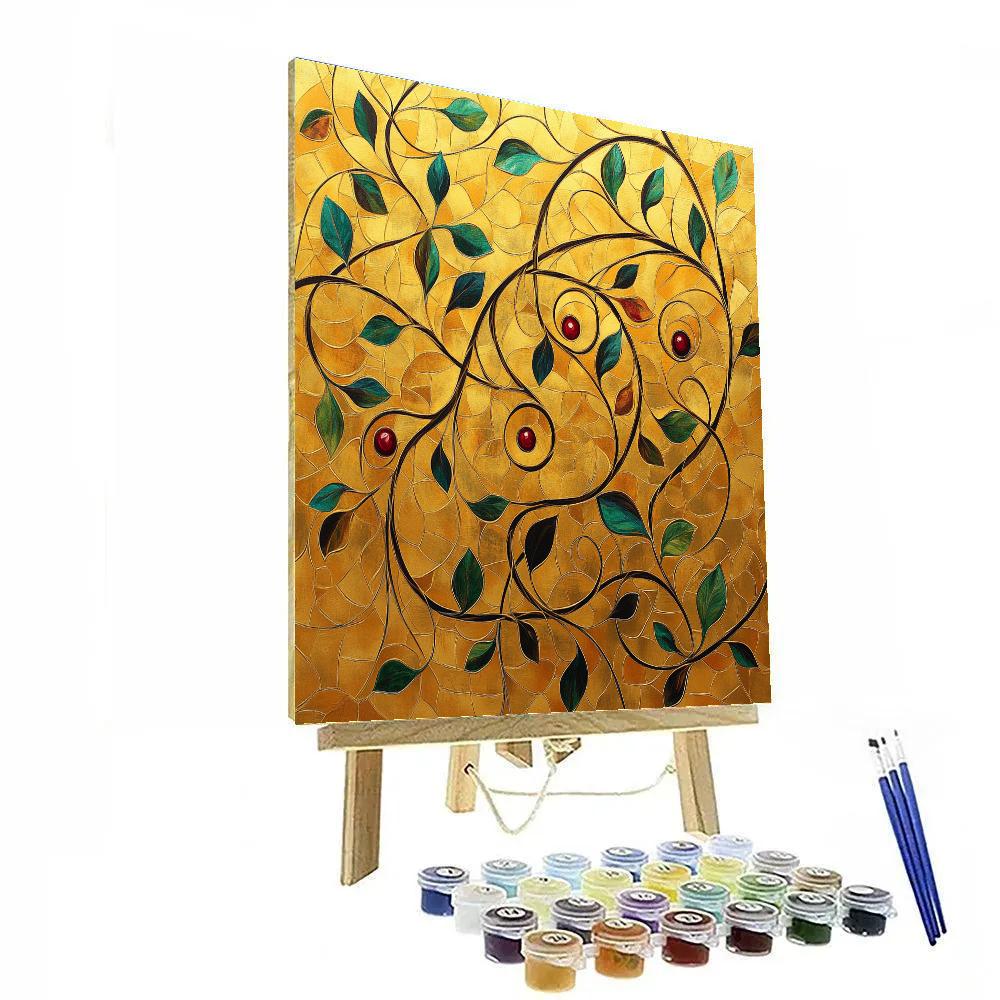 Gustav Klimt Inspired Golden Spiral Vines DIY paint by numbers