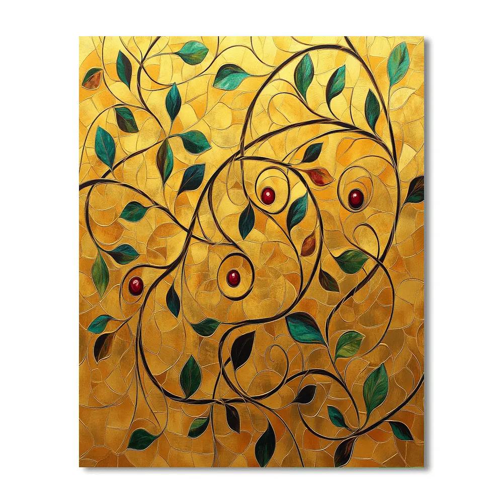 Gustav Klimt Inspired Golden Spiral Vines DIY paint by numbers