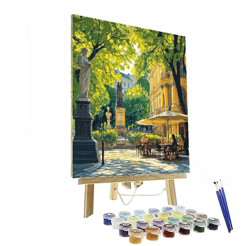 Street Cafes And Trees In Vienna Stadtpark Austria Painting by numbers kit