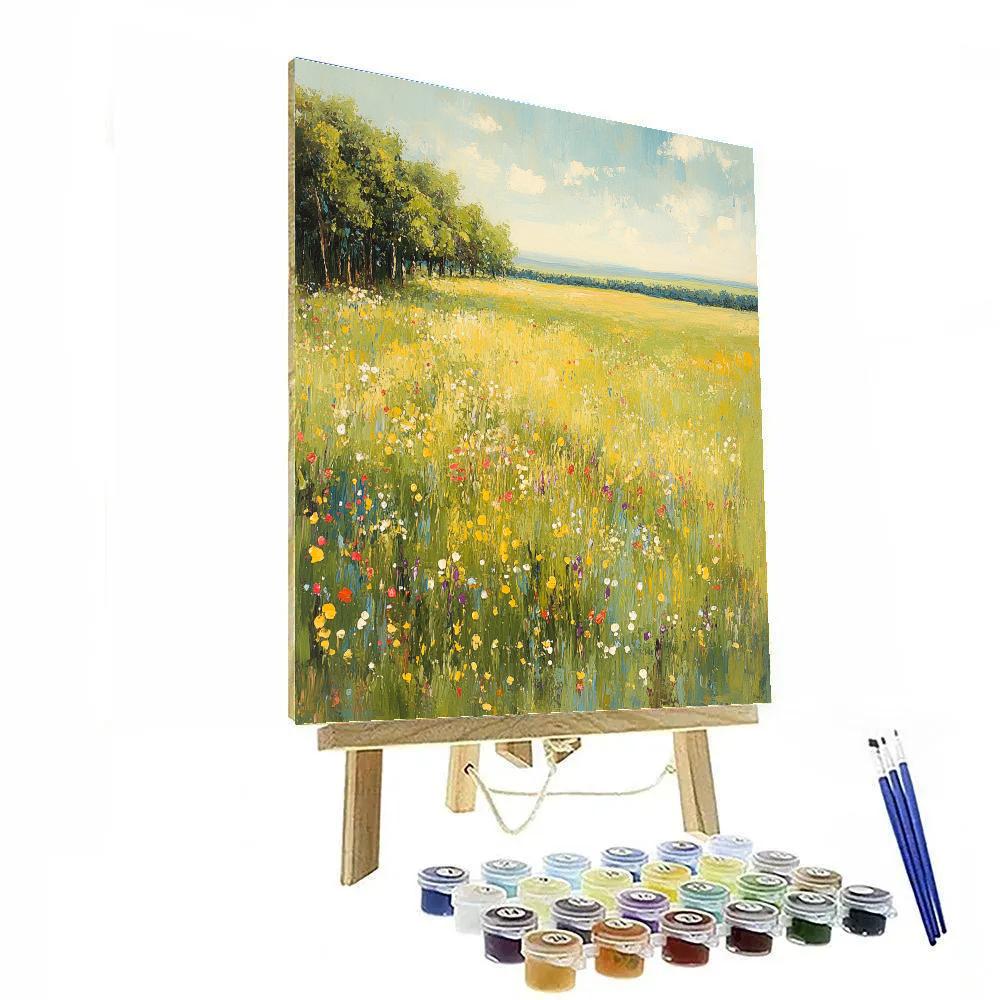 Claude Monet Inspired Summer Meadow With Distant Tree Line DIY paint by numbers