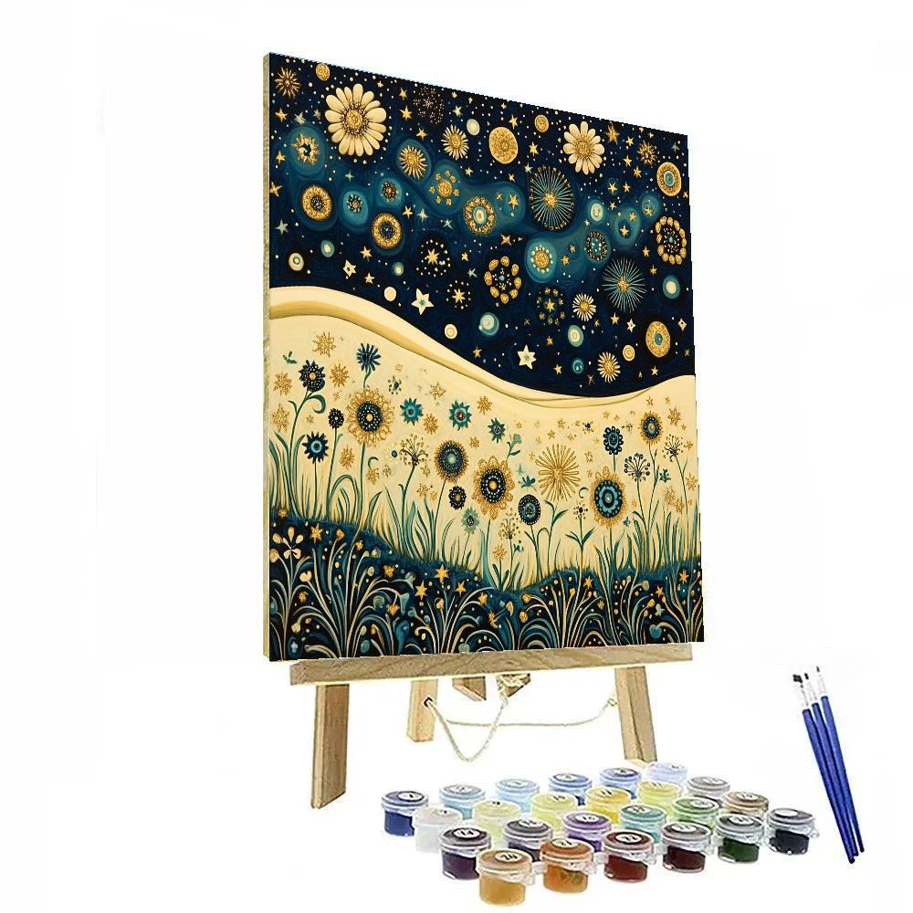 Gustav Klimt Inspired Decorative Celestial Meadow Numbered painting kits