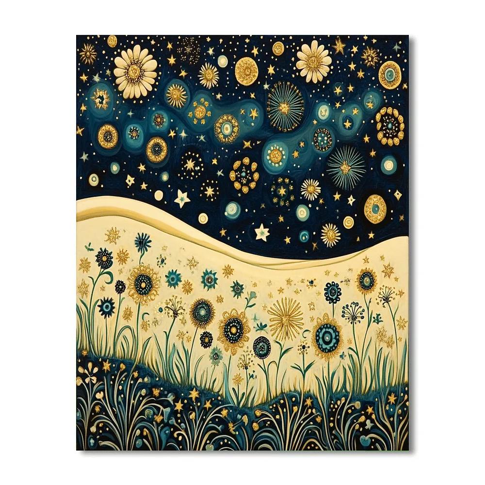Gustav Klimt Inspired Decorative Celestial Meadow Numbered painting kits