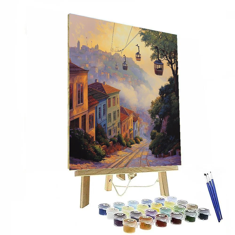 Morning Mist Over Tbilisi Cable Cars And Historic District Georgia painting number kit
